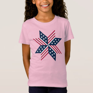 T-Shirt Rouge Blanc Bleu Patriotique Étoiles et Rayures Na