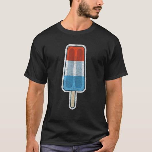T-shirt Rouge Blanc bleu Popsicle T Shirt Célébrer 4e de J (Devant)