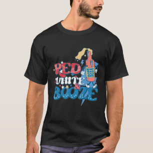 T-shirt Rouge Blanc & Booze Booze été Boire 4 juillet USA