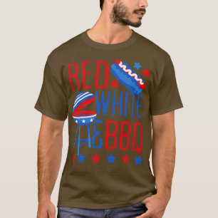 T-shirt Rouge Blanc et BBQ Funky 4 juillet Pun