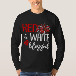T-shirt Rouge Blanc Et Béni 4 juillet Jésus Patriotique
