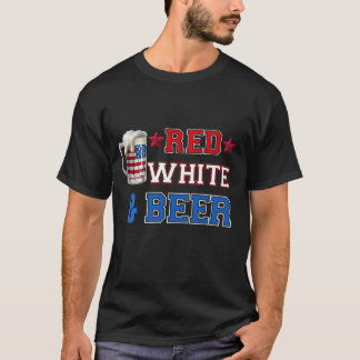 T-shirt Rouge Blanc Et Bière - Etats-Unis 4 juillet Cadeau