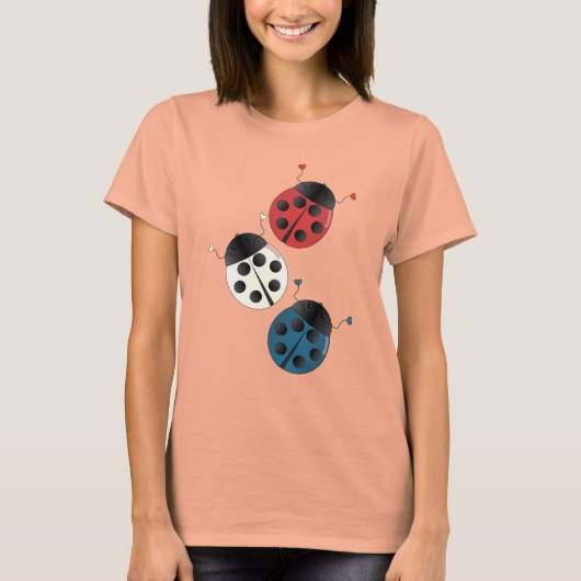 T-shirt Rouge Blanc et Bleu Ladybugs (Devant)