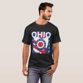 T-shirt Rouge blanc et bleu Patriotique Grunge Ohio (Devant entier)