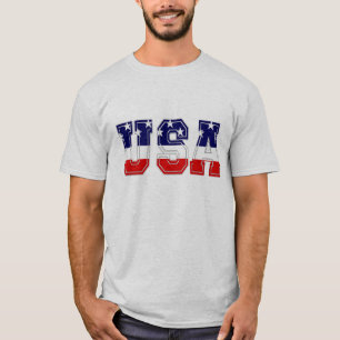 T-shirt Rouge Blanc et Bleu Patriotique USA Étoiles et Ray