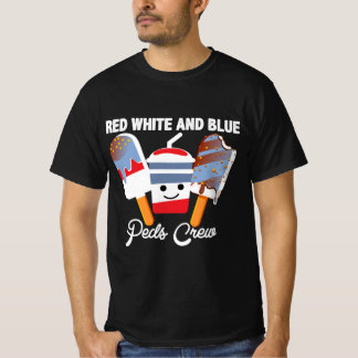 T-shirt Rouge Blanc Et Bleu Peds Crew Conception De T-Shir