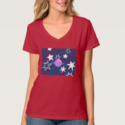 T-shirt rouge blanc et bleu Stars Nano V-Neck (Devant)