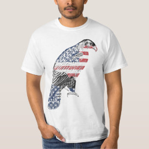 T-shirt Rouge Blanc Et Bleu USA Patriotique Eagle Art