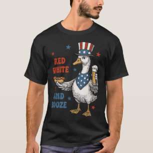 T-shirt Rouge Blanc Et Boisson D'oie 4 Juillet Oie Rétro