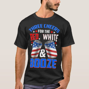 T-shirt Rouge blanc et Booze American Flag Beer Can Drinki