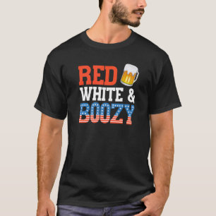 T-shirt Rouge Blanc Et Boozy 4 juillet Boire Crew Park