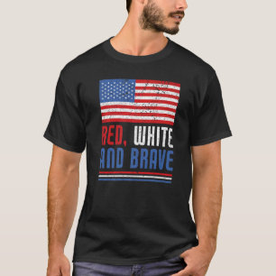 T-shirt Rouge Blanc Et Brave Drapeau Américain Usa Funny 4