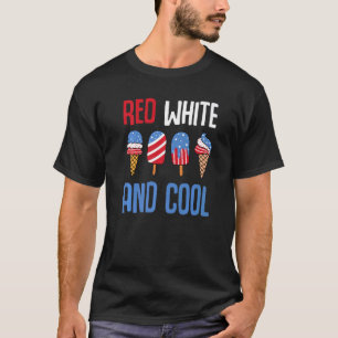 T-shirt Rouge Blanc Et Cool Patriotique Crème glacée Popsi