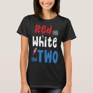 T-shirt Rouge Blanc Et Deux Anniversaire 4 Juillet América