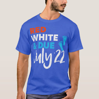 T-shirt Rouge blanc et échéance juillet 2022 Grossesse