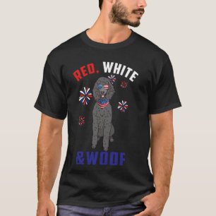 T-shirt Rouge Blanc Et Laine Noir Poodé Chien 4e O