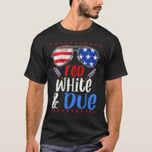 T-shirt Rouge Blanc Et Lunettes D'Échéance Grossesse Améri