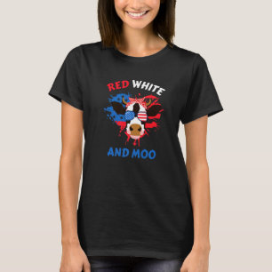 T-shirt Rouge Blanc Et Moo Fermier De Vache Patriotique 4