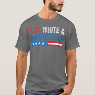 T-shirt Rouge Blanc et Myrtilles Patriote Drapeau États-Un