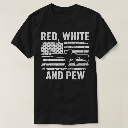 T-shirt Rouge Blanc Et Pew Funky Patriotic Pro Gun America (Design devant)