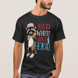 T-shirt Rouge Blanc Et Ratons Laveurs Sauvage 4 Juillet