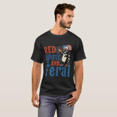 T-shirt Rouge Blanc Et Sauvage Drôle De Raton Laveur Améri (Devant entier)