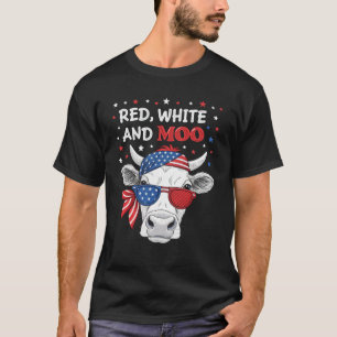 T-shirt Rouge Blanc et Vache Patriote Tee du 4 juillet