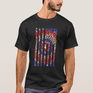 T-shirt Rouge Blanc Léopard Tie Dye Patriotique USA Ameri