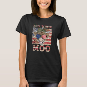 T-shirt Rouge blanc Moo mignonne American Cow Farmer 4 jui