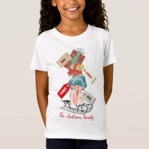 T-Shirt Rouge blanc motoneige de Noël jolie classique Vint