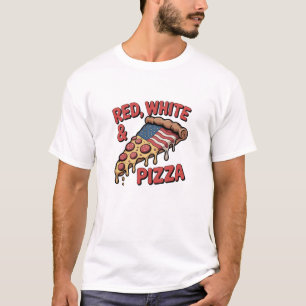 T-shirt Rouge, Blanc & Pizza – Pizza du drapeau américain