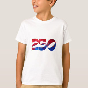 T-shirt Rouge Blanc Rayure Bleu Étoiles Amérique 250 Anniv