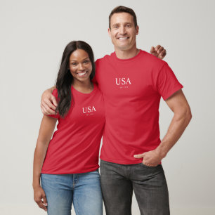T-shirt Rouge Blanc USA Moderne Établis 1776