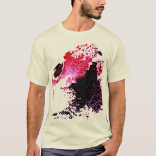 T-shirt Rouge Bourgogne Noir Peinture Splashes Design