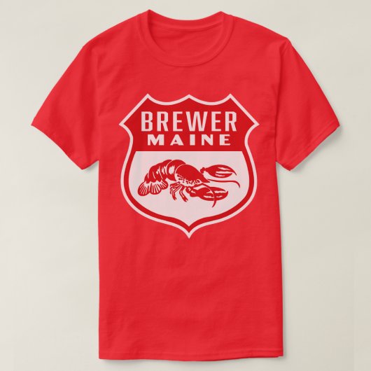 T-shirt Rouge Brewer Maine Retro Shield (Design devant)
