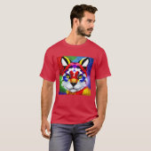 T-shirt rouge cardinal Alexander's Cat (Devant entier)