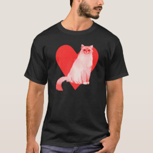 T-shirt Rouge Coeur Mignon Animal Meilleur Ami Chat Birman