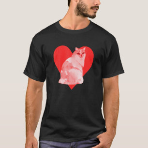 T-shirt Rouge Coeur mignon animal meilleur ami Cymric Chat