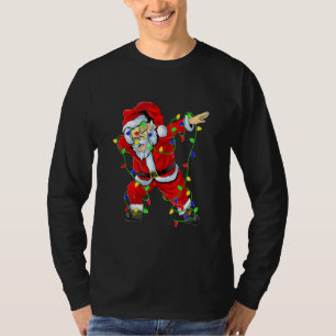T-shirt Rouge Dabbing Père Noël Lighting Drôle Noël Da