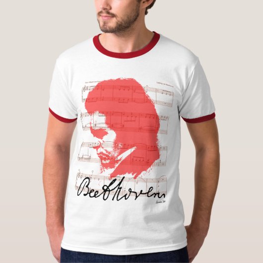 T-SHIRT ROUGE DE BEETHOVEN (Devant)