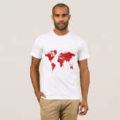 T-shirt rouge de carte du monde (Devant entier)