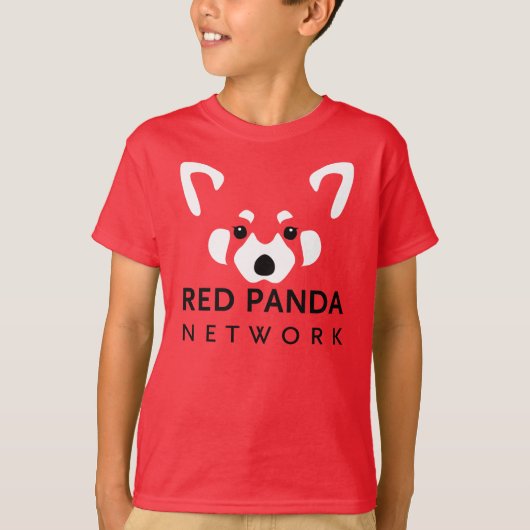 T-shirt Rouge de chemise de panda rouge d'enfants (Devant)