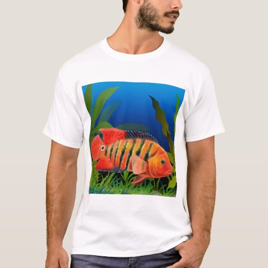 T-shirt rouge de Cichlid de Festae de terreur (Devant)