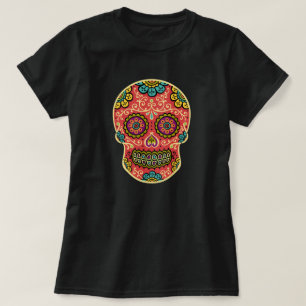 T-shirt rouge de crâne de sucre
