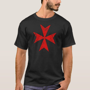 T-shirt rouge de croix maltaise - croix Huit-aiguë