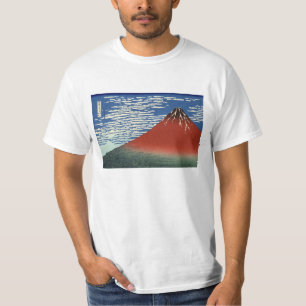 T-shirt rouge de Fuji de ciel d'espace libre de