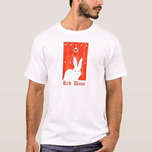 T-shirt rouge de lapin de porte (Devant)