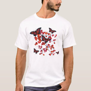 T-shirt rouge de papillon