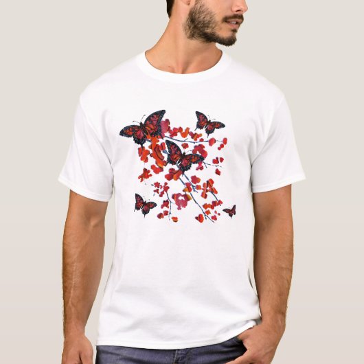 T-shirt rouge de papillon (Devant)