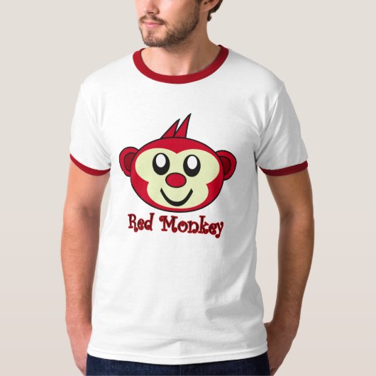 T-shirt rouge de singe (Devant)